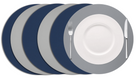 Cookinglife Tischsets - Doppelseitig - Veganes Leder - Grau / Blau ø 38 cm - 6 Stück