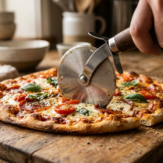 Pizzaschneider mit Rad für dünne Böden
