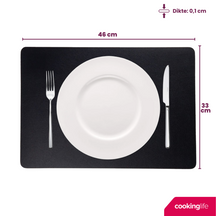 Cookinglife Tischsets - Doppelseitig - Veganes Leder - Cognac / Schwarz 46 x 33 cm - 6 Stück
