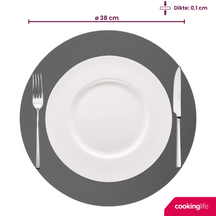 Cookinglife Tischsets - Doppelseitig - Veganes Leder - Grau / Rosa ø 38 cm - 6 Stück