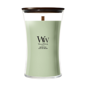 WoodWick Duftkerze Large Matcha Zest - 18 cm / ø 10 cm - Duftkerze im Glas - Holzdocht