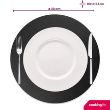 Cookinglife Tischsets - Doppelseitig - Veganes Leder - Cognac / Schwarz ø 38 cm - 6 Stück