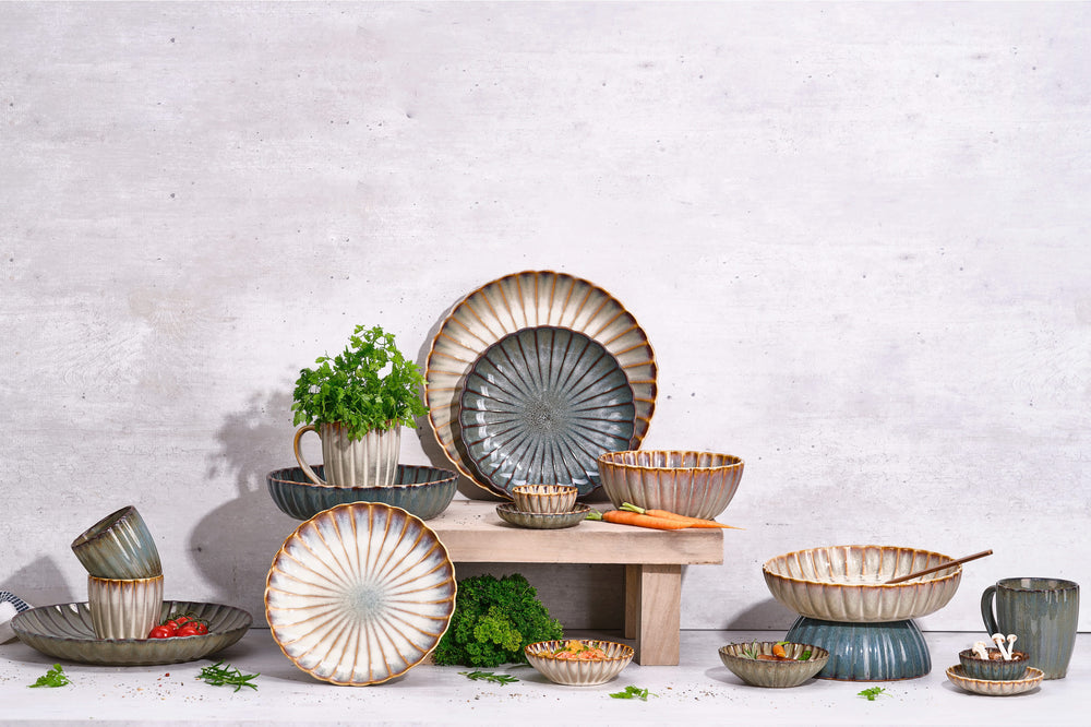 Gemütliche und trendige Frühstücksteller / Dessertteller – Astera Ozeanblau – Ø 21 cm – 4er-Set