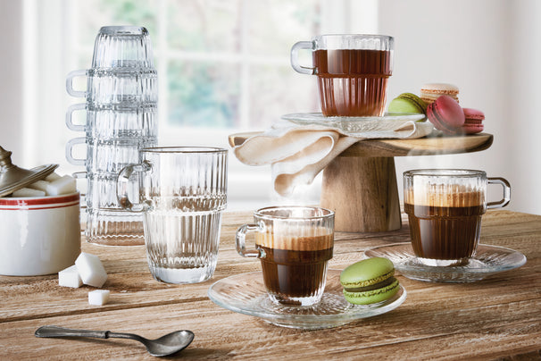 Bormioli Rocco Teegläser - Kaffeetassen mit Henkel - Stapelbar - Barshine 250 ml - 6 Stück