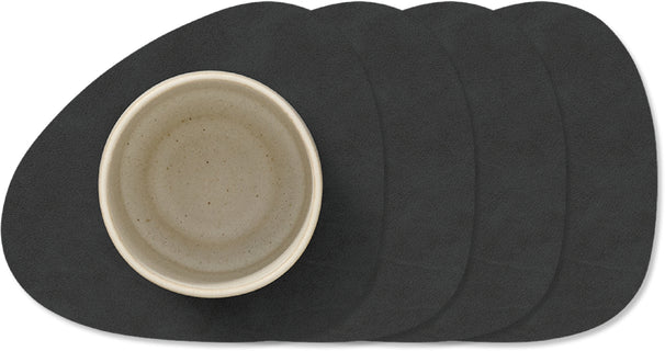 LIND DNA Untersetzer Nupo - Leder - Schwarz - 13 x 11 cm - 4 Stück