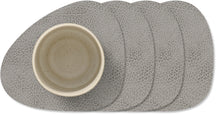 LIND DNA Untersetzer Hippo - Leder - Anthrazitgrau - 13 x 11 cm - 4 Stück