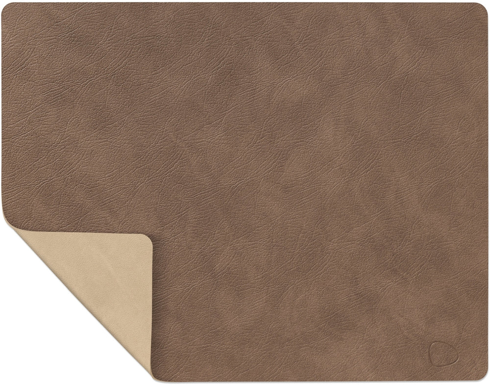 LIND DNA Tischsets Nupo - Leder - Braun / Sand - doppelseitig - 45 x 35 cm - 2 Stück