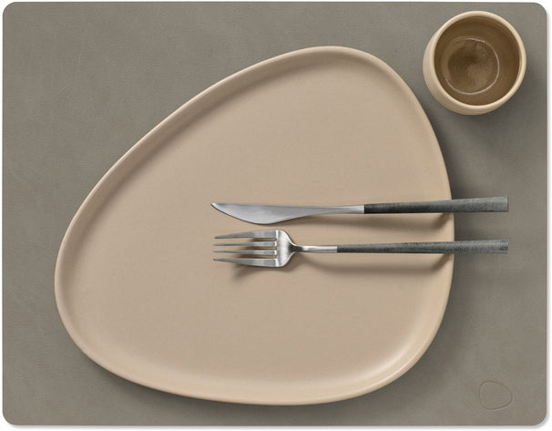LIND DNA Tischsets Nupo - Leder - Flintgrau - 45 x 35 cm - 2 Stück