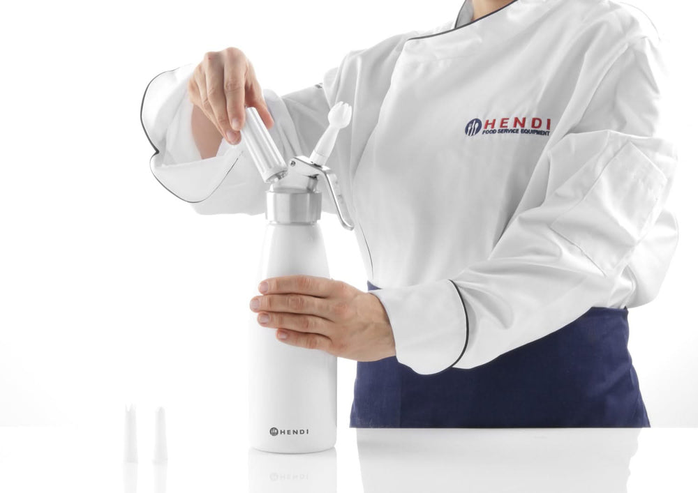 Hendi Sahnespender Weiß 950 ml + Sahnepatronen 10 Stück