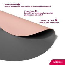 Cookinglife Tischsets - Doppelseitig - Veganes Leder - Grau / Rosa ø 38 cm - 6 Stück