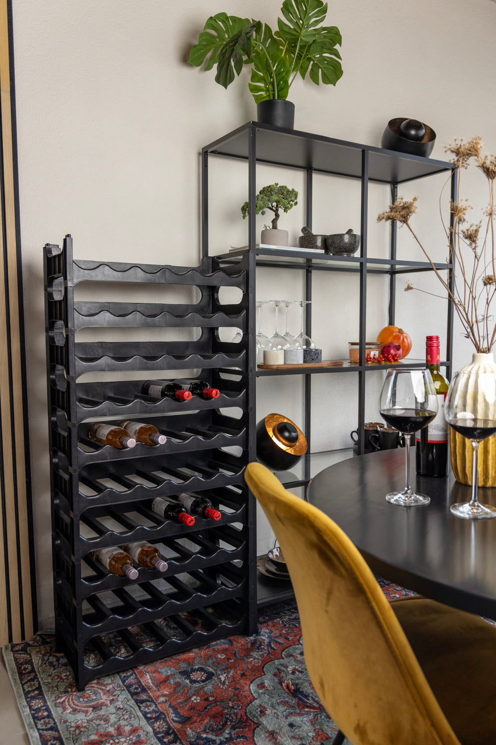 Weinregal stapelbar schwarz – Kunststoff – 36 Flaschen – 6 Stück