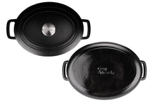 Cosy & Trendy Braadpan met deksel Fontestic Gietijzer Black Ovaal - 31 x 24 cm / 6 Liter - bovenaanzicht en onderaanzicht