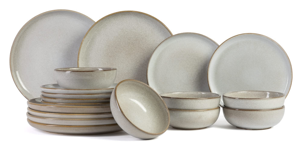 ASA Selection Geschirrset Saisons - Sand - 18-teilig / 6 Personen - 6 Speiseteller, 6 Frühstücksteller und 6 Schalen