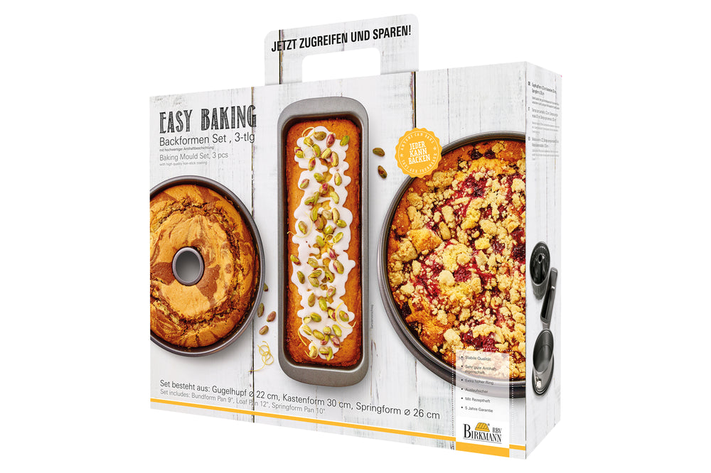 Birkmann Backform Set Easy Baking - 3-teilig - Springform - Gugelhupf - Kuchenform