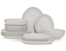 BerlingerHaus Geschirrset Matt Creme Oval - 18-teilig / 6 Personen - 6 Speiseteller, 6 Frühstücksteller und 6 Suppenteller