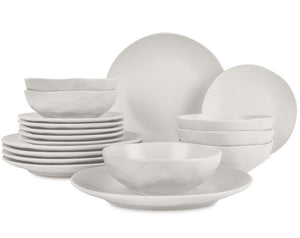 BerlingerHaus Geschirrset Matt Creme Rund - 18-teilig / 6 Personen - 6 Speiseteller, 6 Frühstücksteller und 6 Suppenteller