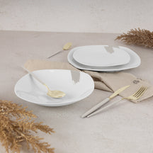 BerlingerHaus Geschirrset Weiß Creme - 18-teilig / 6 Personen - 6 Speiseteller, 6 Frühstücksteller und 6 Suppenteller