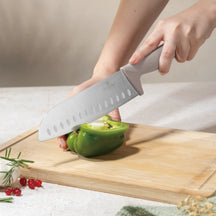 BerlingerHaus Messerset mit Messermagnetleiste Acaciahout Taupe - 6-teilig - Kochmesser, Brotmesser, Santokumes, Officemesser & Schälmesser