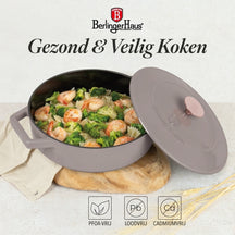 BerlingerHaus Schmorfanne / Sauteuse Taupe - Gusseisen - ø 26 cm - geeignet für alle Wärmequellen - emaillierte Antihaftbeschichtung