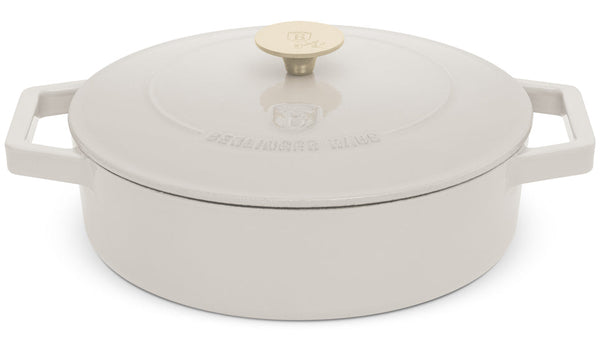 BerlingerHaus Schmorfanne / Sauteuse Matt Crème - Gusseisen - ø 26 cm - geeignet für alle Wärmequellen - emaillierte Antihaftbeschichtung