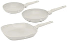 BerlingerHaus Bratpfannenset Matt Creme 3-Teilig - Bratpfanne ø 20 & 24 cm, Grillpfanne 28 cm - Geeignet für alle Wärmequellen