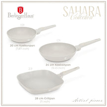 BerlingerHaus Bratpfannenset Matt Creme 3-Teilig - Bratpfanne ø 20 & 24 cm, Grillpfanne 28 cm - Geeignet für alle Wärmequellen