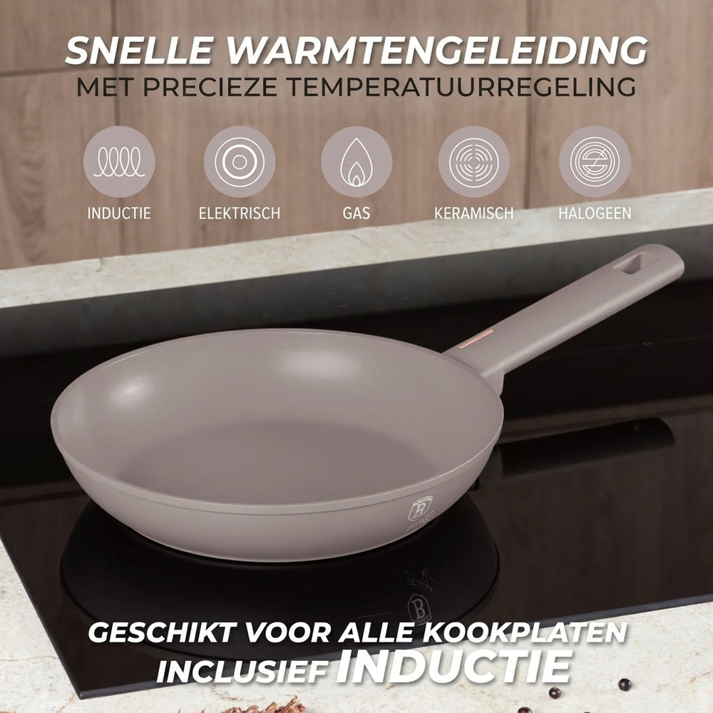BerlingerHaus Topfset Taupe 7-Teilig - Kochtopf ø 20, 24, 28 cm & Bratpfanne ø 20, 24 cm - geeignet für alle Wärmequellen
