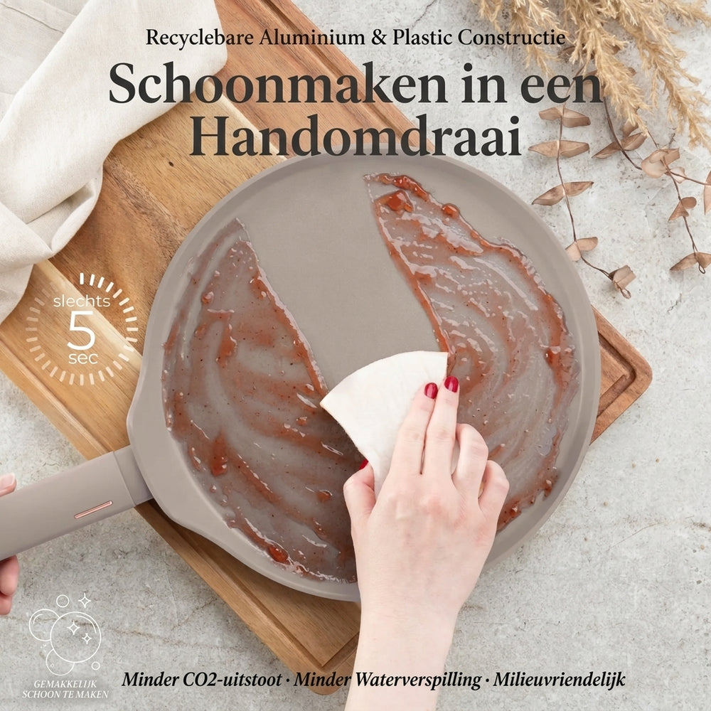 BerlingerHaus Pfannkuchenpfanne Taupe ø 28 cm - geeignet für alle Wärmequellen - Standard Antihaftbeschichtung