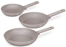 BerlingerHaus Bratpfannenset Taupe 3-Teilig - ø 20, 24 & 28 cm - geeignet für alle Wärmequellen - Standard Antihaftbeschichtung