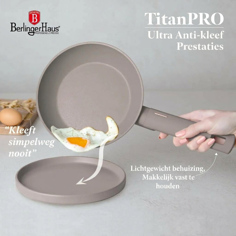 BerlingerHaus Topfset Taupe 7-Teilig - Kochtopf ø 20, 24, 28 cm & Bratpfanne ø 20, 24 cm - geeignet für alle Wärmequellen