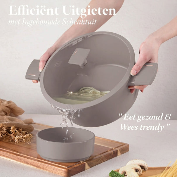 BerlingerHaus Topfset Taupe 7-Teilig - Kochtopf ø 20, 24, 28 cm & Bratpfanne ø 20, 24 cm - geeignet für alle Wärmequellen