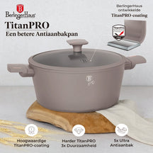 BerlingerHaus Topfset Taupe 7-Teilig - Kochtopf ø 20, 24, 28 cm & Bratpfanne ø 20, 24 cm - geeignet für alle Wärmequellen