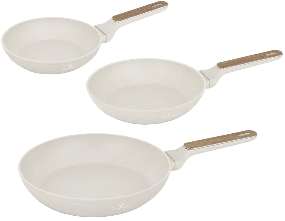 BerlingerHaus Bratpfannenset Nordic Mat Crème 3-Teilig - ø 20, 24 & 28 cm - geeignet für alle Wärmequellen - Standard Antihaftbeschichtung