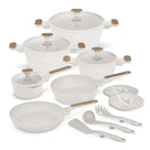 BerlingerHaus Topfset Nordic Matt Crème 11-Teilig - Kochtopf ø 20, 24, 28 cm, Bratpfanne ø 24, 28 cm & Stielkasserolle ø 16 cm - geeignet für alle Wärmequellen