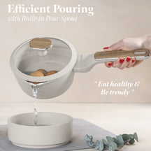 BerlingerHaus Topfset Nordic Matt Crème 11-Teilig - Kochtopf ø 20, 24, 28 cm, Bratpfanne ø 24, 28 cm & Stielkasserolle ø 16 cm - geeignet für alle Wärmequellen