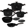 BerlingerHaus Topfset Schwarz Roségold 7-Teilig - Kochtopf ø 20, 24, 28 cm & Bratpfanne ø 20, 24 cm - geeignet für alle Wärmequellen
