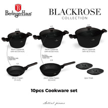 BerlingerHaus Topfset Schwarz Roségold 7-Teilig - Kochtopf ø 20, 24, 28 cm & Bratpfanne ø 20, 24 cm - geeignet für alle Wärmequellen