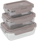 BerlingerHaus Glas Frischhaltedosen Taupe - 3-teilig - 570 ml, 840 ml & 1,18 Liter