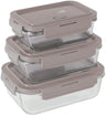 BerlingerHaus Glas Frischhaltedosen Taupe - 3-teilig - 570 ml, 840 ml & 1,18 Liter