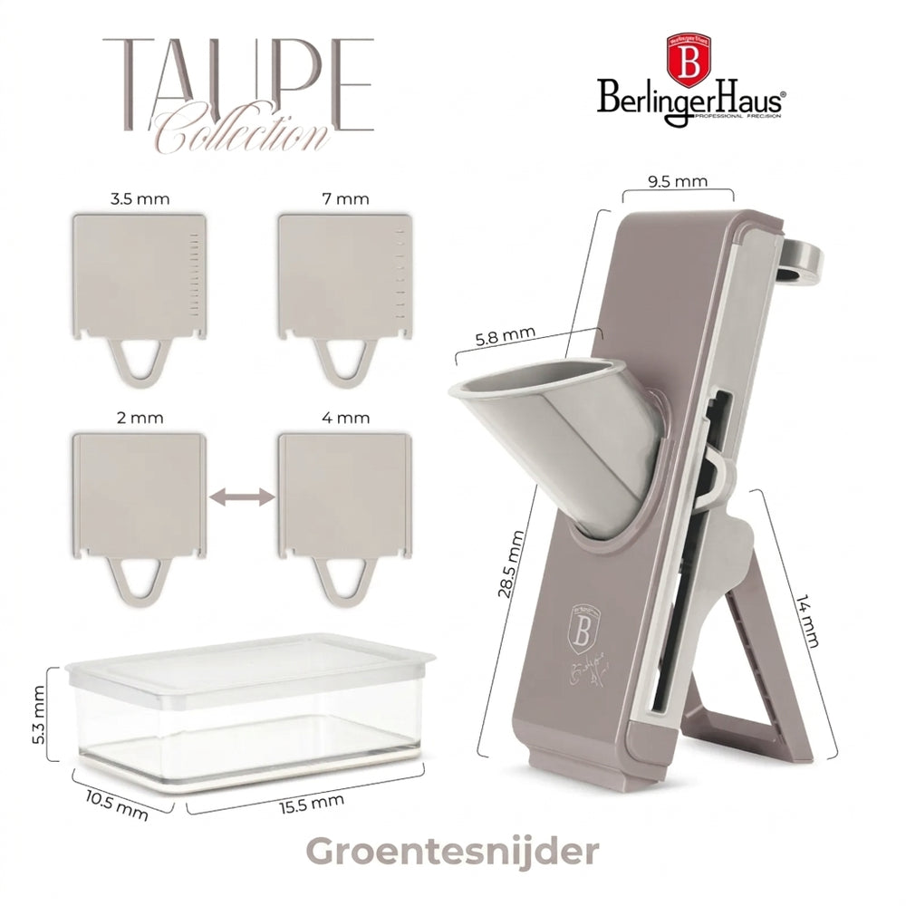 BerlingerHaus Mandoline / Gemüseschneider Taupe - mit Auffangbehälter