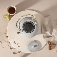 BerlingerHaus Teekanne mit Edelstahlfilter - Gusseisen Matt Creme - 1 Liter