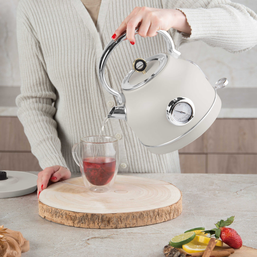 BerlingerHaus Wasserkocher Matt Crème - mit Thermometer - 1.7 Liter - 2200W