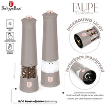 BerlingerHaus Elektrische Pfeffer- und Salzmühlen Set Matt Taupe - Keramische Mühle - 2-Teilig