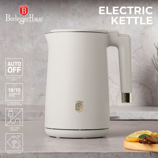 BerlingerHaus Wasserkocher Doppelwandig Matt Creme - 1.7 Liter - 1800W