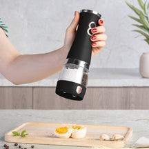 BerlingerHaus Elektrische Pfeffer- und Salzmühle Schwarz Roségold - 2-in-1 - Keramische Mühle
