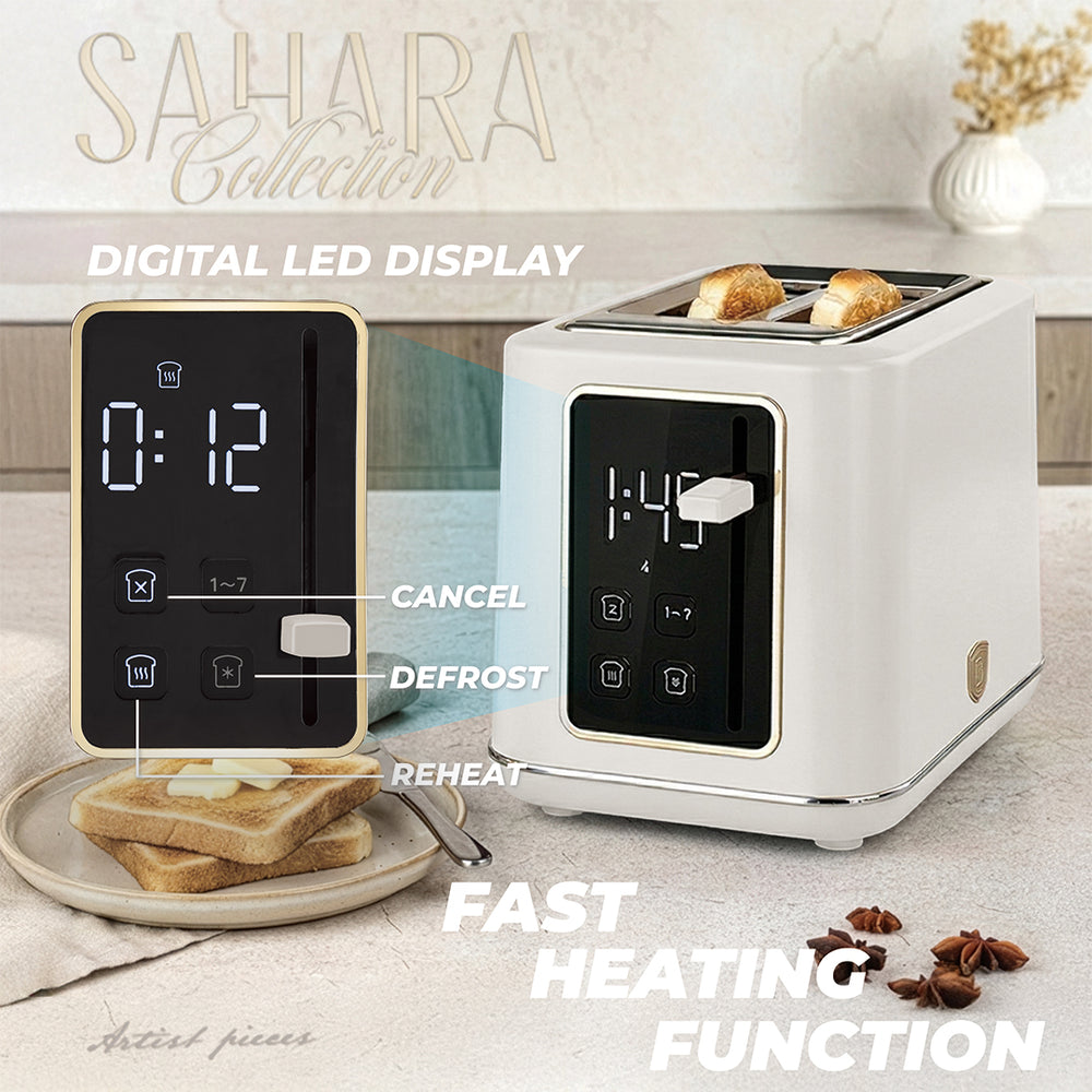 BerlingerHaus Toaster Digital Matt Creme - 2 Schlitze - 870W