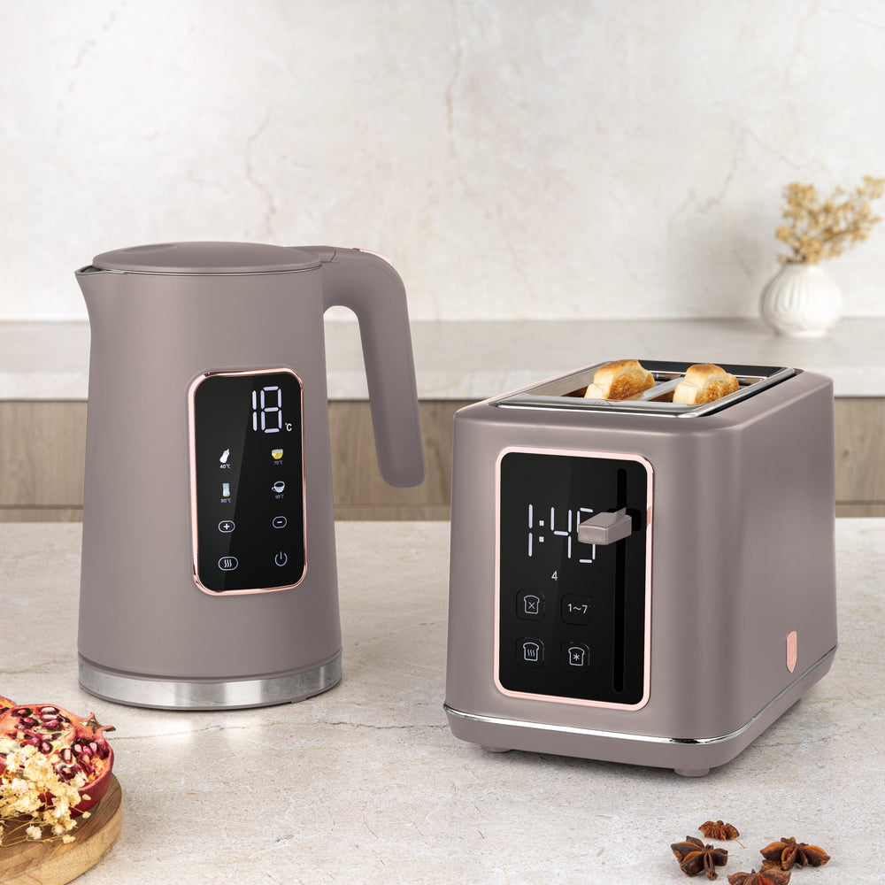 BerlingerHaus Toaster Digital Taupe - 2 Schlitze - 870W