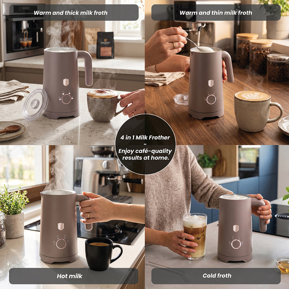 BerlingerHaus Elektrischer Milchaufschäumer 4-in-1 Taupe - 160 ml