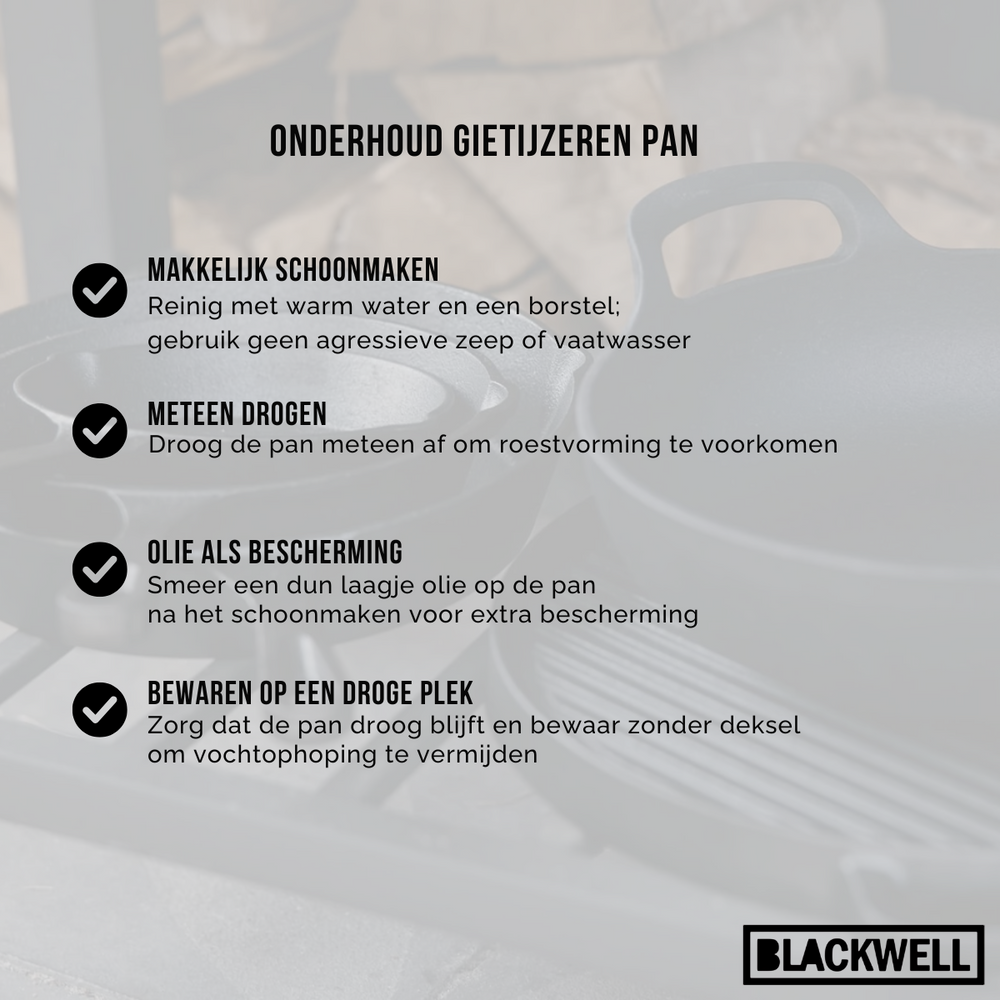 Blackwell Grillpfanne aus Gusseisen / Skillet 23 x 23 cm – ohne Antihaftbeschichtung – geeignet für alle Herdarten