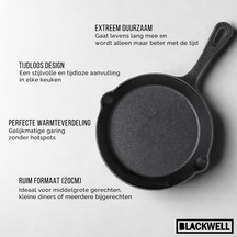 Blackwell Bratpfanne Gusseisen / Skillet Ø 20 cm – geeignet für alle Wärmequellen – ohne Antihaftbeschichtung
